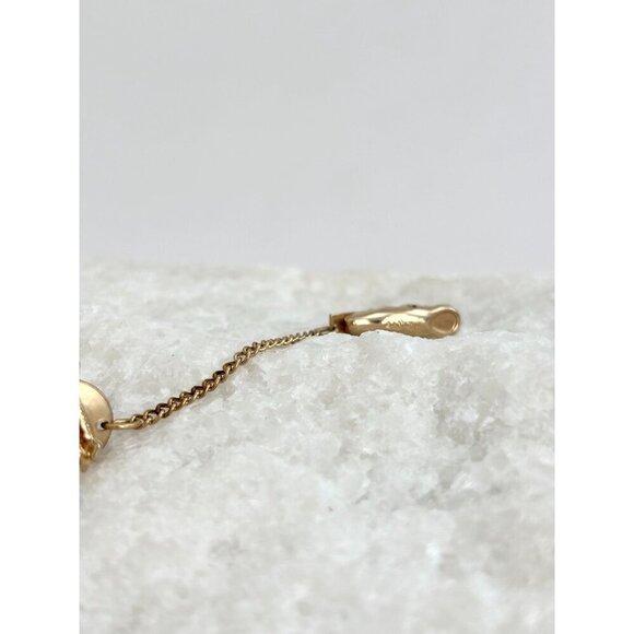 Vintage Bird Themed Men's Gold Tone Tie Tack / Pin / clip with Chain - Picture 8 of 8